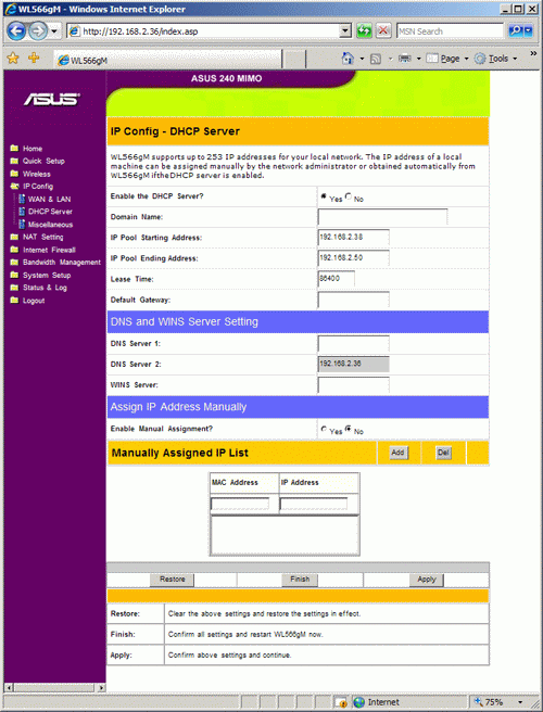 External DHCP Server Configuration