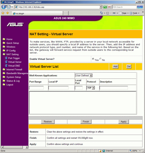 Static redirection of ports