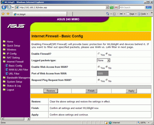 Firewall configuration