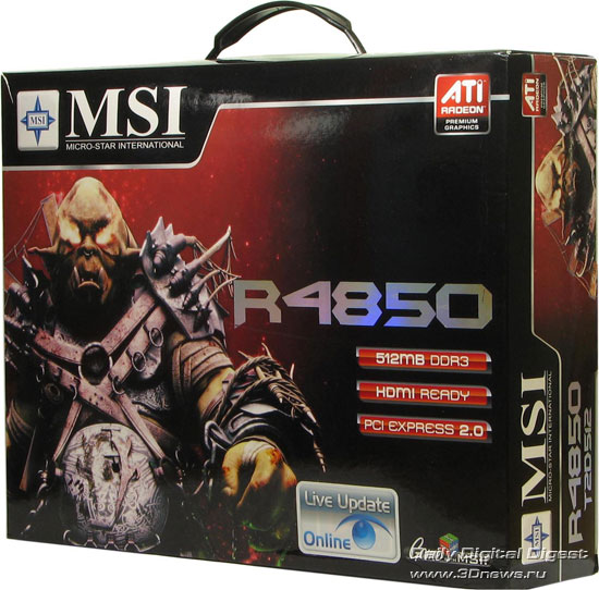 Box for MSI Radeon HD 4850, front view