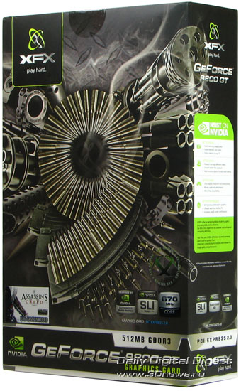 Package for XFX GeForce 9800GT, front view