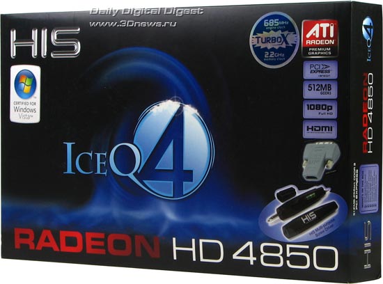 HIS Radeon HD 4850 IceQ 4 TurboX, коробка, вид спереди