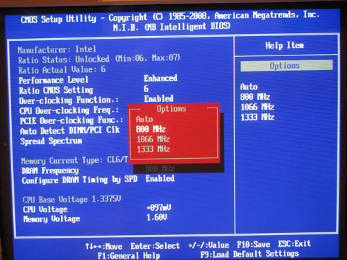 ECS P45T-AD3, selecting the memory frequency