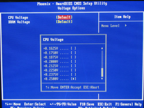 Foxconn G31MG-S, Vcore adjustment