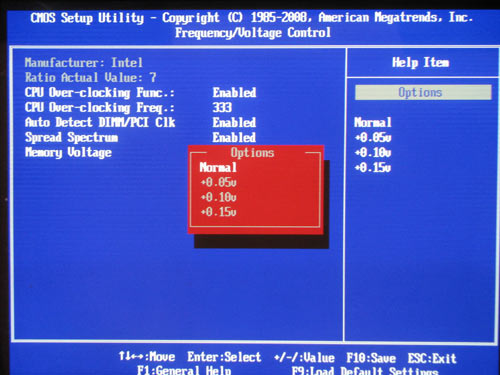 ECS G45T-M2, setting the Vmem