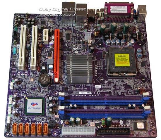 ECS G45T-M2, board layout