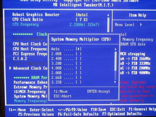 Gigabyte EP45-UD3R, memory frequency 1