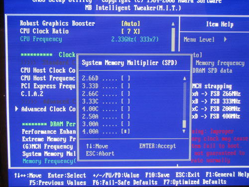 Gigabyte EP45-UD3R, memory frequency 2