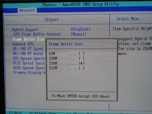 ASUS M3N-H/HDMI, memory capacity for the GPU