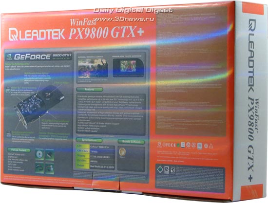 Leadtek WinFast PX9800 GTX+, box, rear view