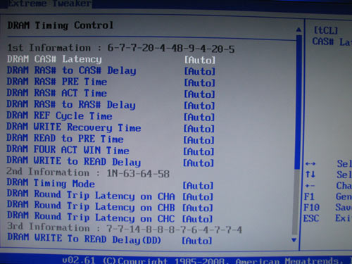 ASUS Rampage II Extreme, memory settings 1