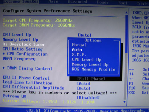 ASUS Rampage II Extreme, overclocking settings 3