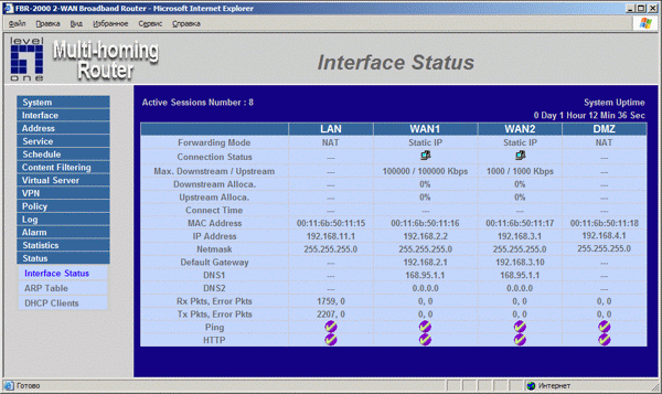 Интерфейс администрирования