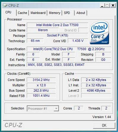 Core 2 Duo Т7500-WR