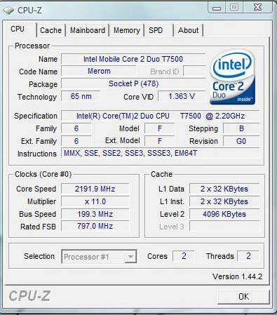 Core 2 Duo Т7500