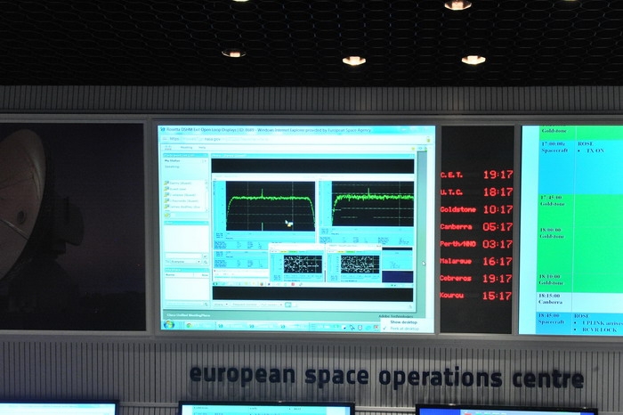 Сигнал, полученный наземными станциями, после пробуждения Розетты. esa.int