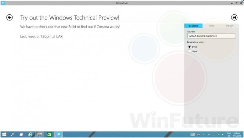 Cortana в Windows 9 Technical Preview