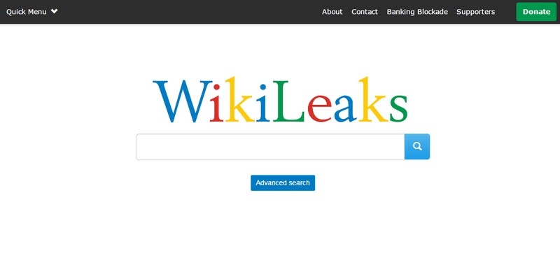Главная страница WikiLeaks стала выглядеть в точности как Google