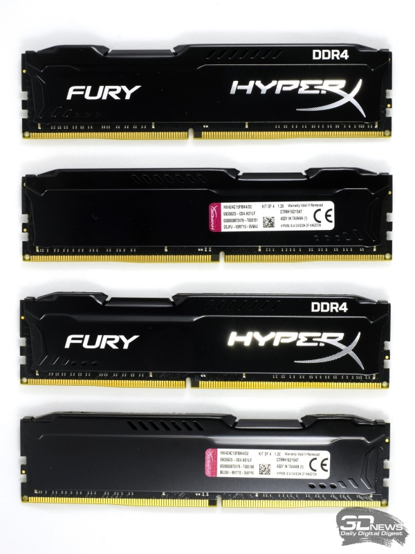  Комплект Kingston HyperX Fury DDR4-2400 объёмом 32 Гбайт (HX424C15FBK4/32) 