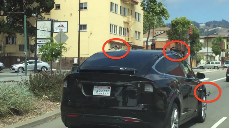 Кроссовер Tesla Model X с загадочными датчиками замечен на дорогах
