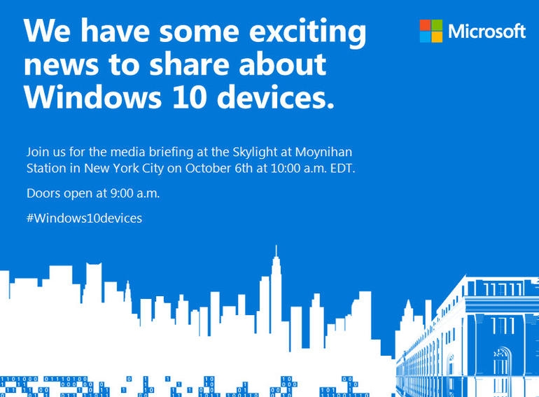 6 октября Microsoft поделится новостями об устройствах на Windows 10