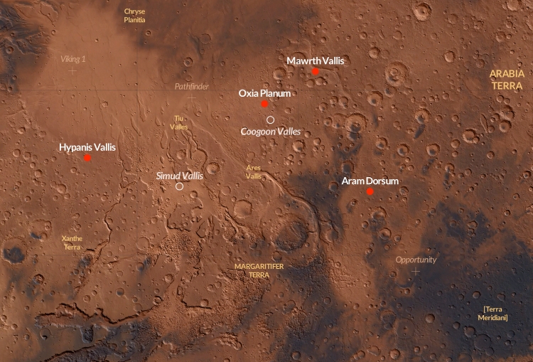 Определено место посадки марсохода Pasteur в составе миссии ExoMars-2018