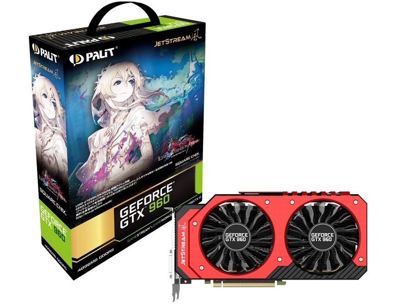 Коробка GeForce GTX 960 JetStream LoVA имеет соответствующее оформление