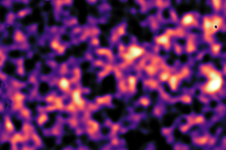 Диаграмма расположения тёмною вещества (намечена ярко-красным) / ESO
