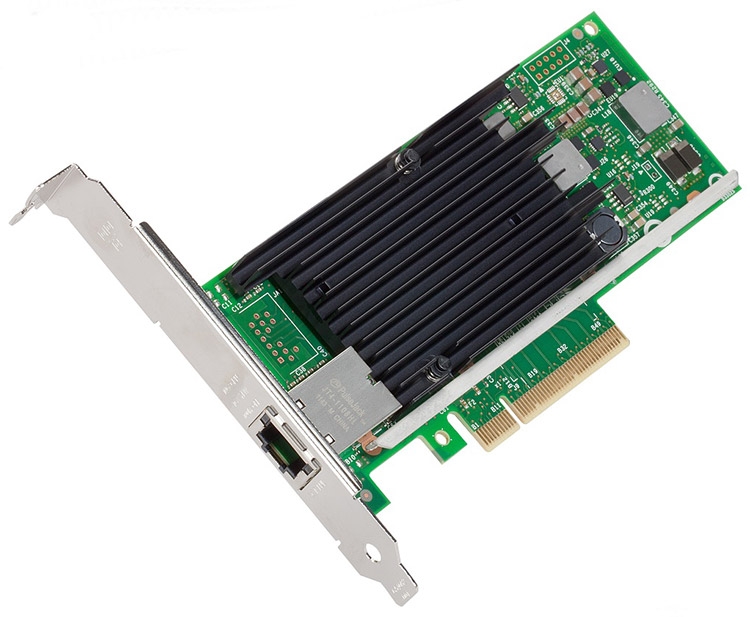 Контроллер Intel X540 (10 Гбит/с) и отдельный шлюз RJ-45 на плате PCI-E x4