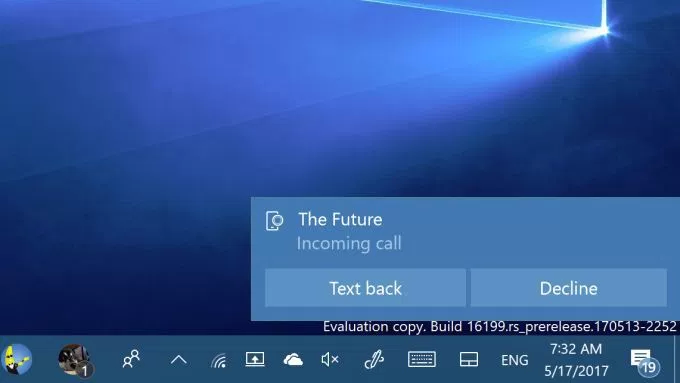  Так смотрится приём звонка в новой версии Виндоус 10 