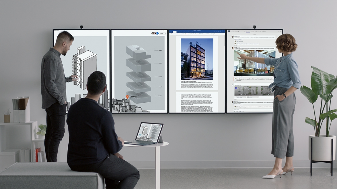 Microsoft представила гигантский дисплей для работы в офисе Surface Hub 2