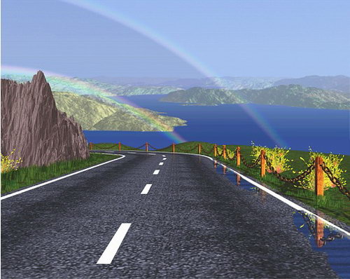  Одна из первых сцен, созданных с помощью нового визуализатора - Road to Point Reyes 