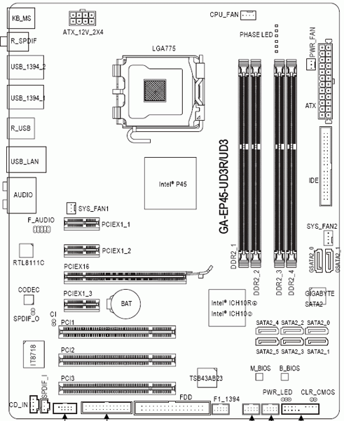  Gigabyte EP45-UD3R схема 