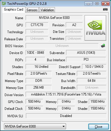  NVIDIA GeForce 8300 GPU-Z 