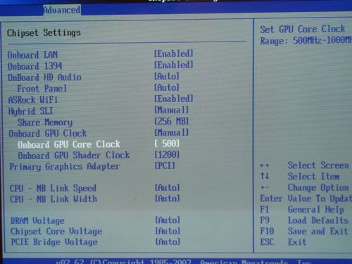 ASRock K10N780SLIX3-WiFi разгон GPU