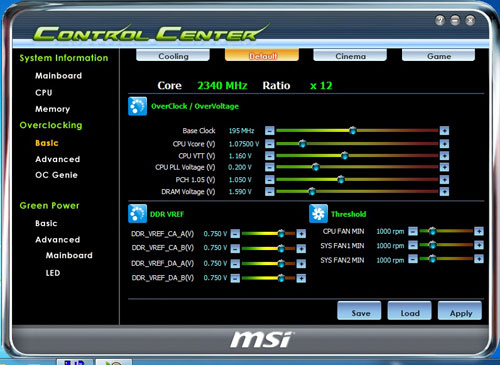  MSI P55-GD85 Control Center 