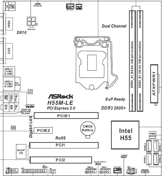 Asrock h55m le схема