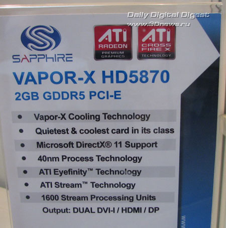 Sapphire Vapor-X Radeon HD 5870 2GB GDDR5 Sapphire Vapor-X Radeon HD 5870 2GB GDDR5