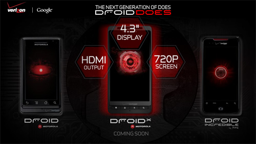 Анонс Droid X на сайте Verizon