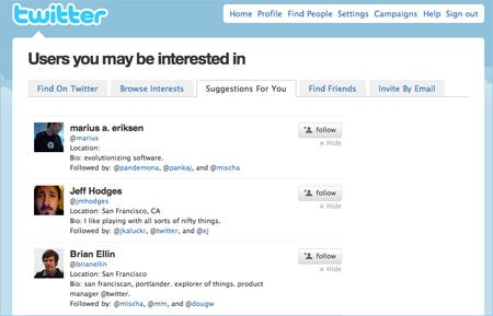 Twitter - Suggestions for You