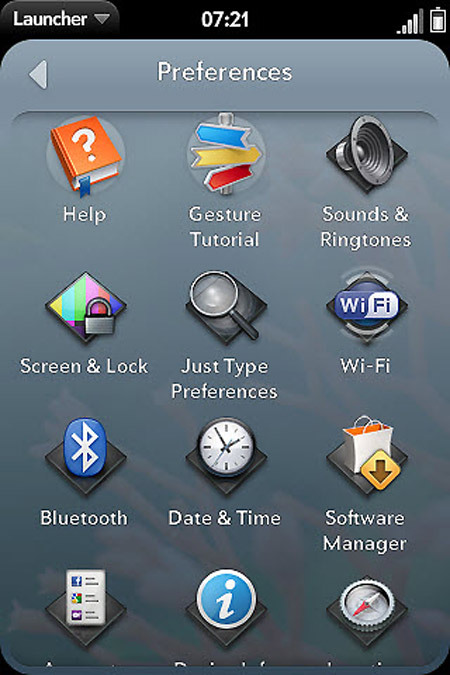 скриншот Palm WebOS 2.0 скриншот Palm WebOS 2.0
