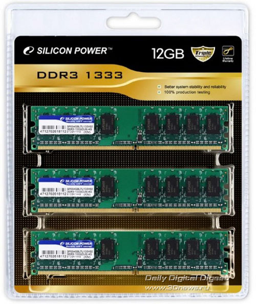 Silicon Power 12GB DDR3-1333 Memory Kit Silicon Power 12GB DDR3-1333 Memory Kit