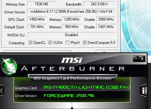 MSI GTX 480 Lightning разогнали по ядру до 1450 МГц