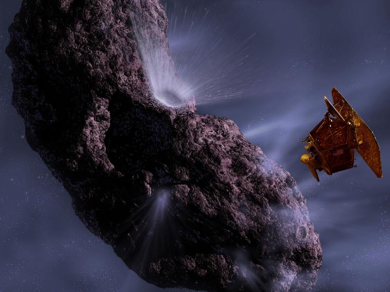 Встреча зонда Deep Impact с кометой Tempel-1 глазами художника Встреча зонда Deep Impact с кометой Tempel-1 глазами художника