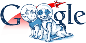 Логотип Google, приуроченный к 19 августа, годовщине космического полёта Белки и Стрелки