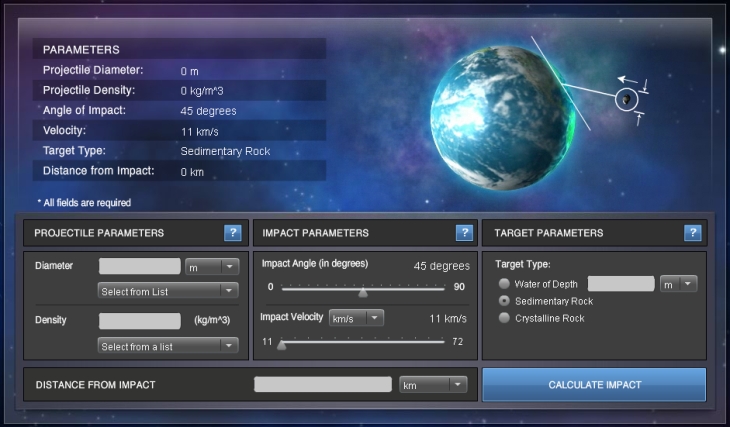 Интерфейс Impact: Earth! Интерфейс Impact: Earth!