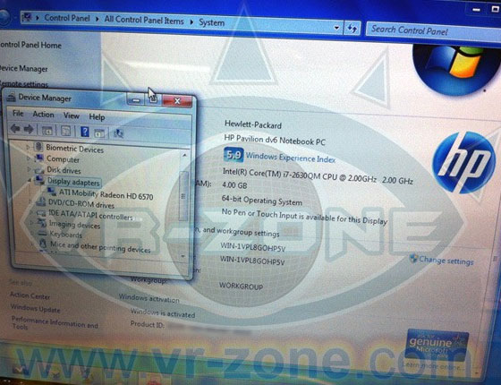 HP оснащает Pavilion dv6 процессором Core i7-2630QM и графикой Radeon HD 6570M