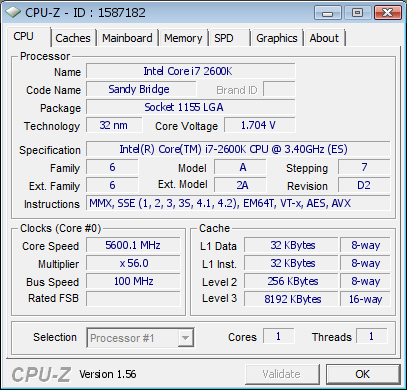 Разгон Core i7 2600K уперся в 5600 МГц