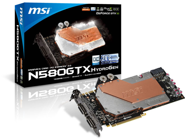 MSI наделила GTX 580 водоблоком HydroGen с последующим разгоном