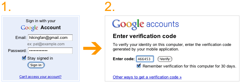 Email an account verification code to